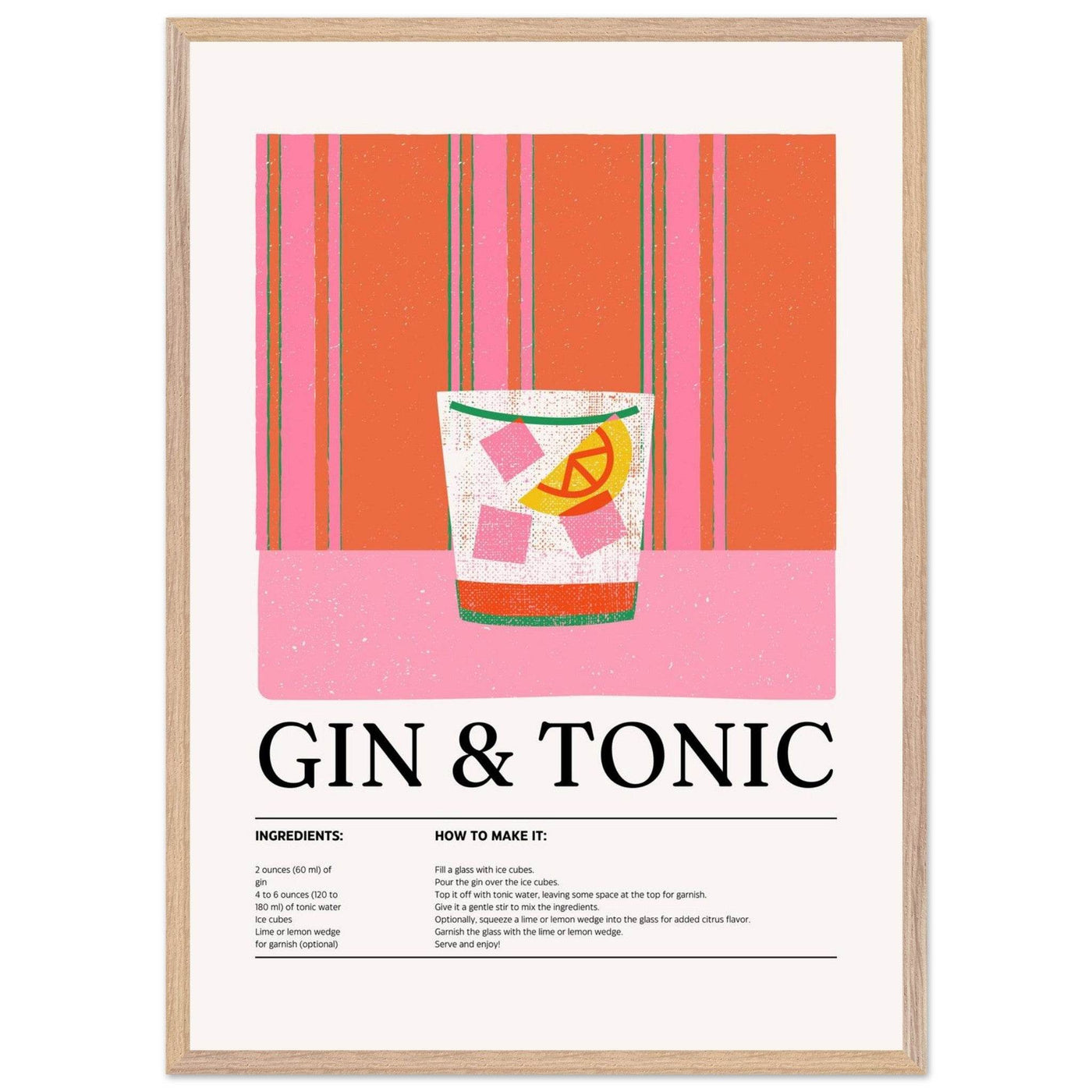 Gin Tonic Cocktail Recipe Minimalist Design Print - Vibrantwalls