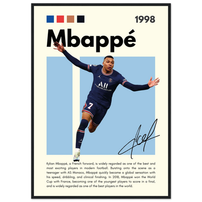 Kylian Mbappé PSG Soccer Framed Football Poster A1 (59.4 x 84.1 cm) Black frame Vibrantwalls
