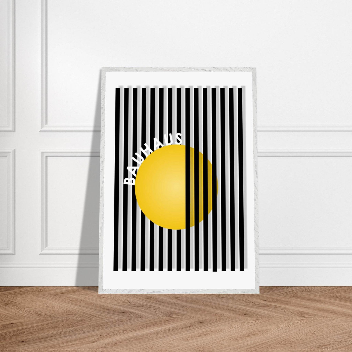 Bauhaus Yellow Circle Wall Art with Modern Stripes - Vibrantwalls
