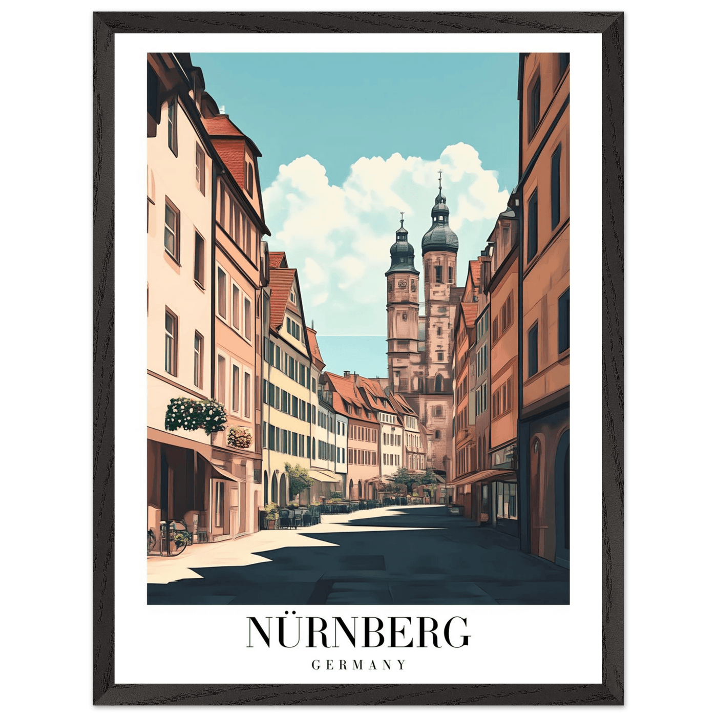Nürnberg Germany Framed Poster – Vintage European Street Scene Wall Art with Wooden Frame - Vibrantwalls