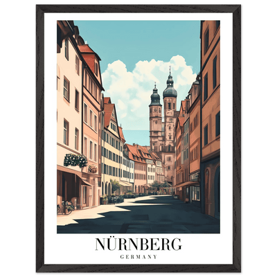 Nürnberg Germany Framed Poster – Vintage European Street Scene Wall Art with Wooden Frame - Vibrantwalls