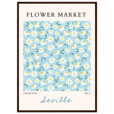 Charming Daisy Field Framed Poster – Pastel Blue & White Floral Art Print | Ready-to-Hang Wall Decor - Vibrantwalls