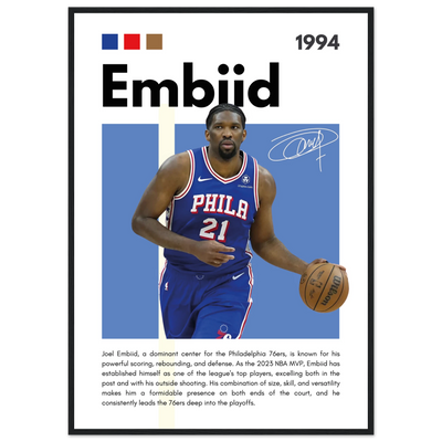 Joel Embiid The Process 76ers Framed Poster A1 (59.4 x 84.1 cm) Black frame Vibrantwalls