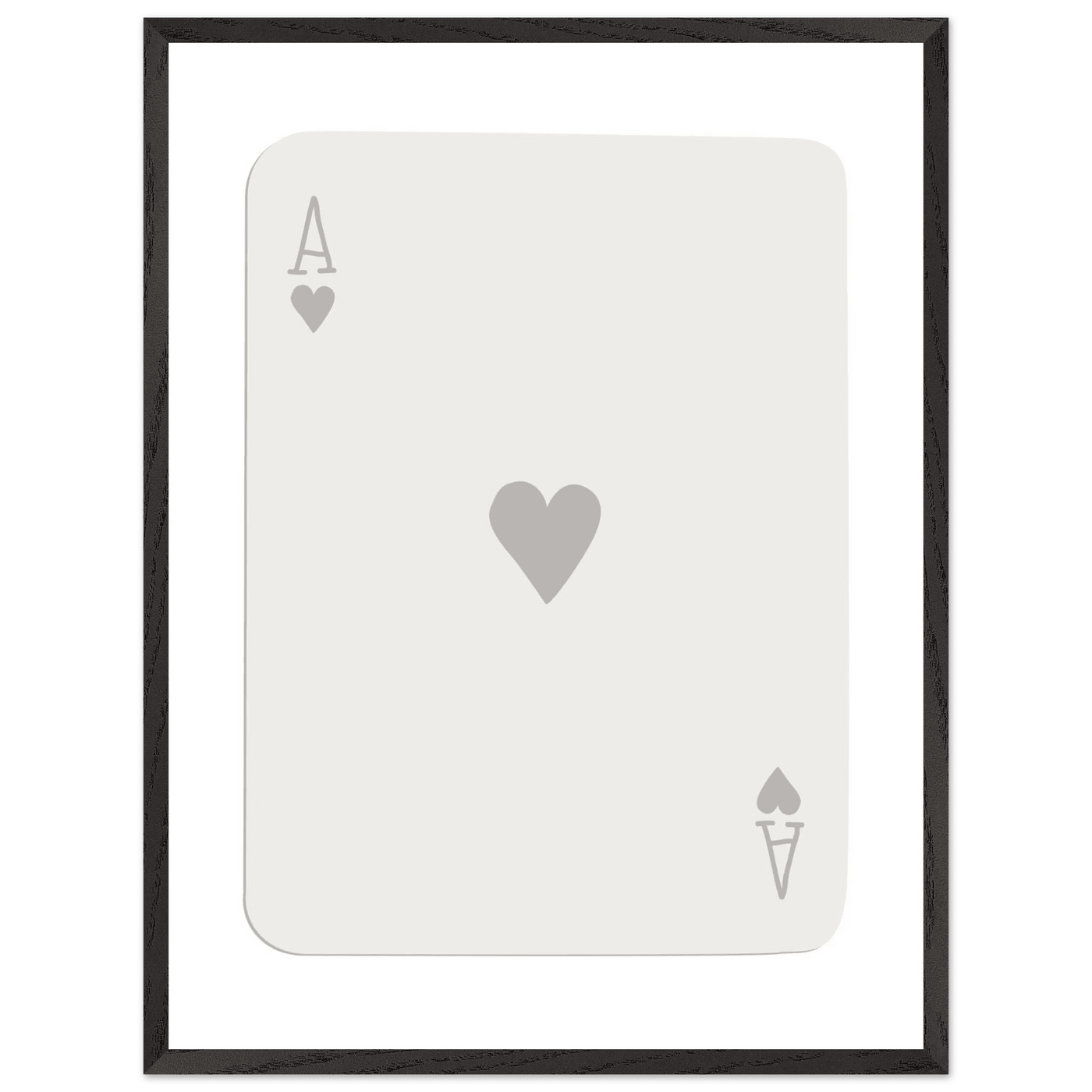Minimalist Ace of Hearts Poker Card Art - Eco-Friendly Framed Poster Print in Various Sizes & Frame Finishes - Vibrantwalls