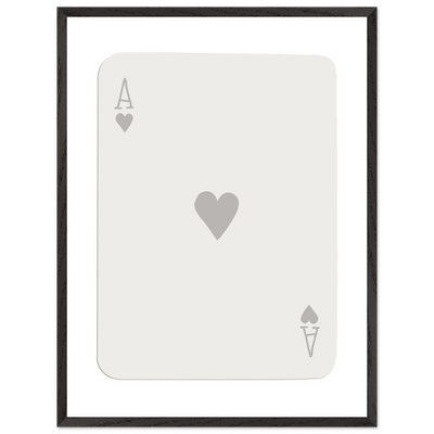 Minimalist Ace of Hearts Poker Card Art - Eco-Friendly Framed Poster Print in Various Sizes & Frame Finishes - Vibrantwalls