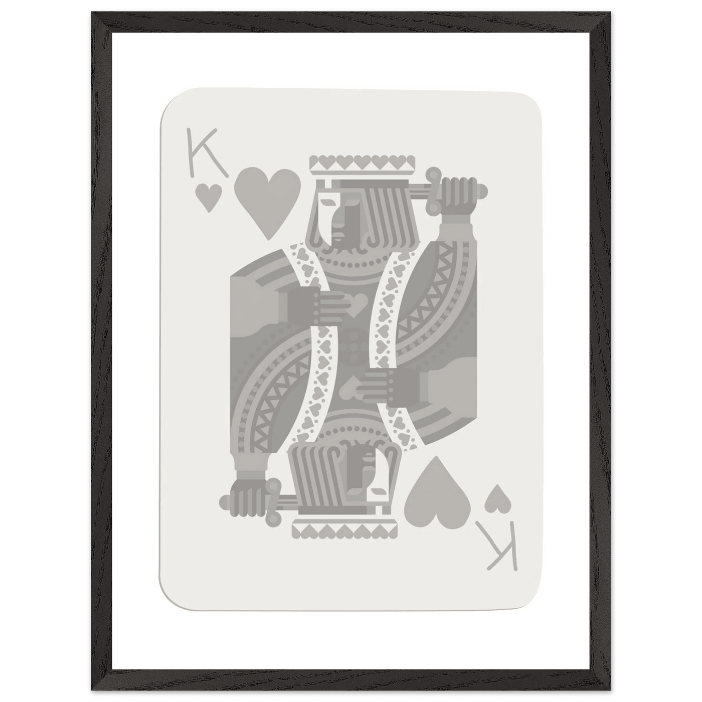 King of Hearts Poker Card Print - Modern Art Framed Poster, Eco-Friendly Wood Frame in Your Choice of Finish - Vibrantwalls