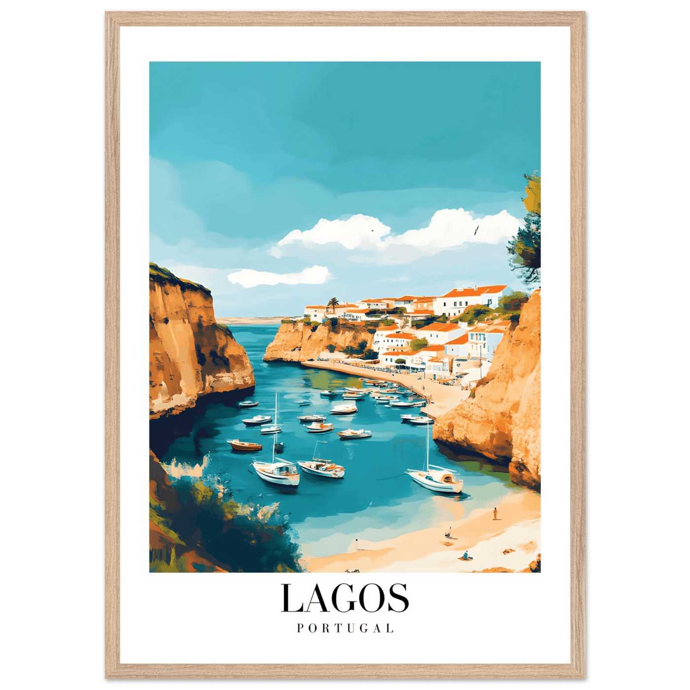 Lagos Portugal Framed Poster – Coastal Charm Travel Art with Wooden Frame - Vibrantwalls