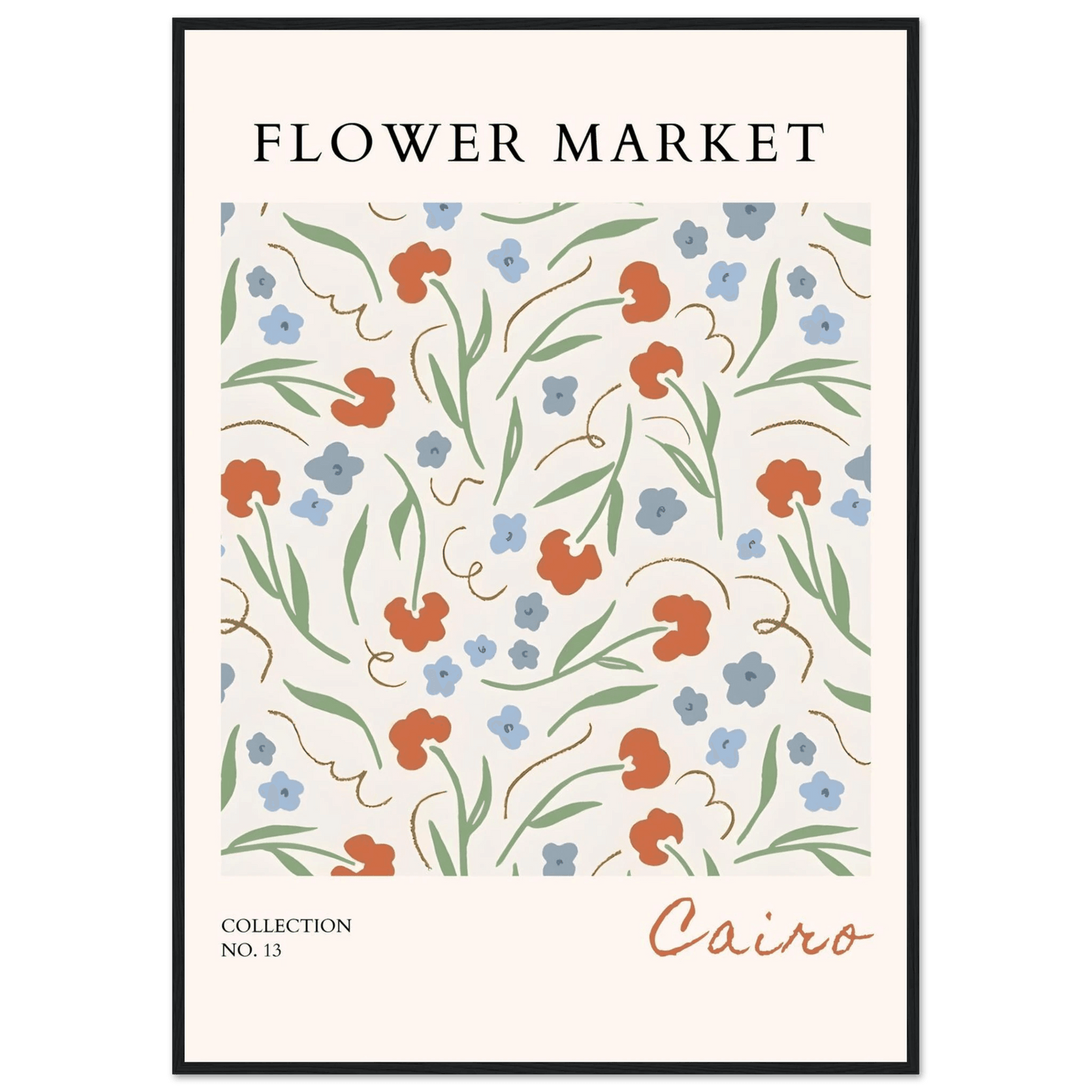 Flower Market Cairo Framed Poster – Abstract Floral Art Print | Earthy Tones & Ready-to-Hang Decor - Vibrantwalls