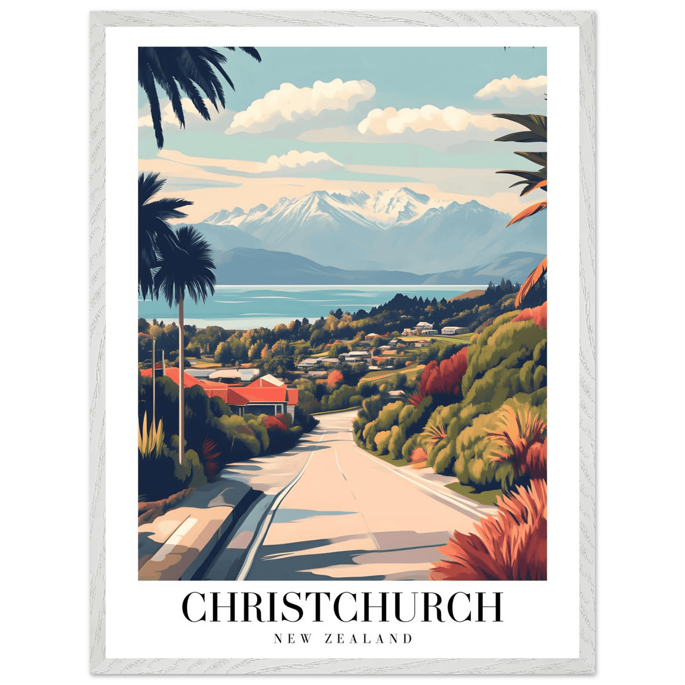 Christchurch New Zealand Framed Poster – Vintage Travel Wall Art with Wooden Frame - Vibrantwalls