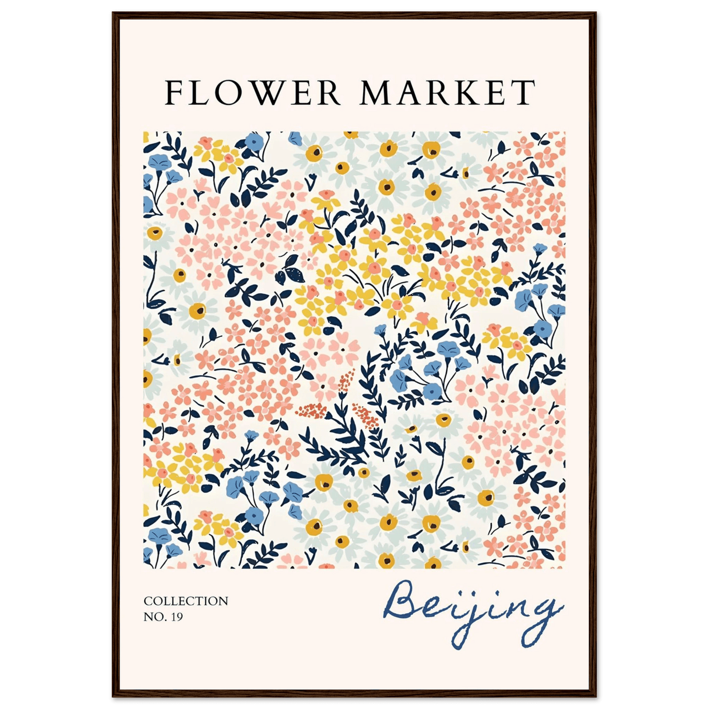 Flower Market Beijing Framed Poster – Whimsical Floral Art Print in Pastel Hues | Ready-to-Hang Wall Decor - Vibrantwalls