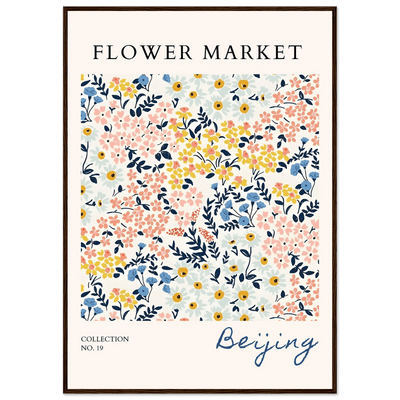 Flower Market Beijing Framed Poster – Whimsical Floral Art Print in Pastel Hues | Ready-to-Hang Wall Decor - Vibrantwalls