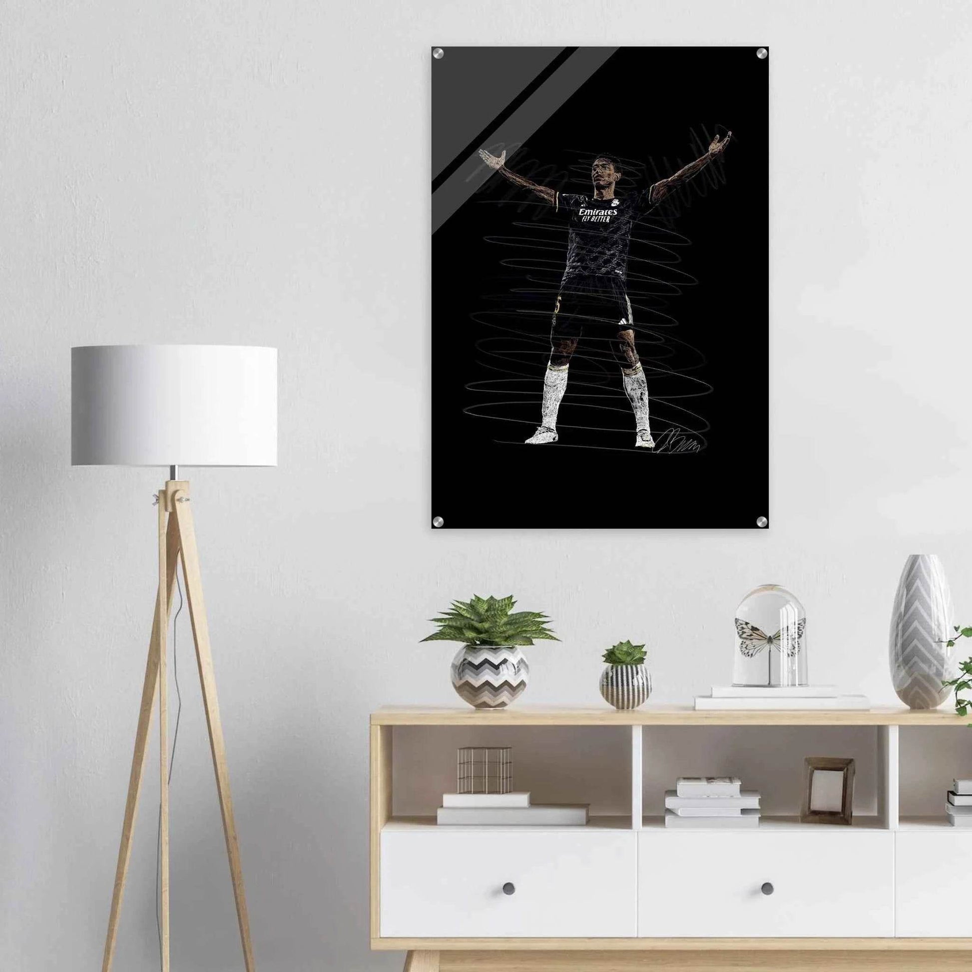 Football Legend Acrylic Print – Dynamic Sketch Art for Modern Sports Fans - Vibrantwalls