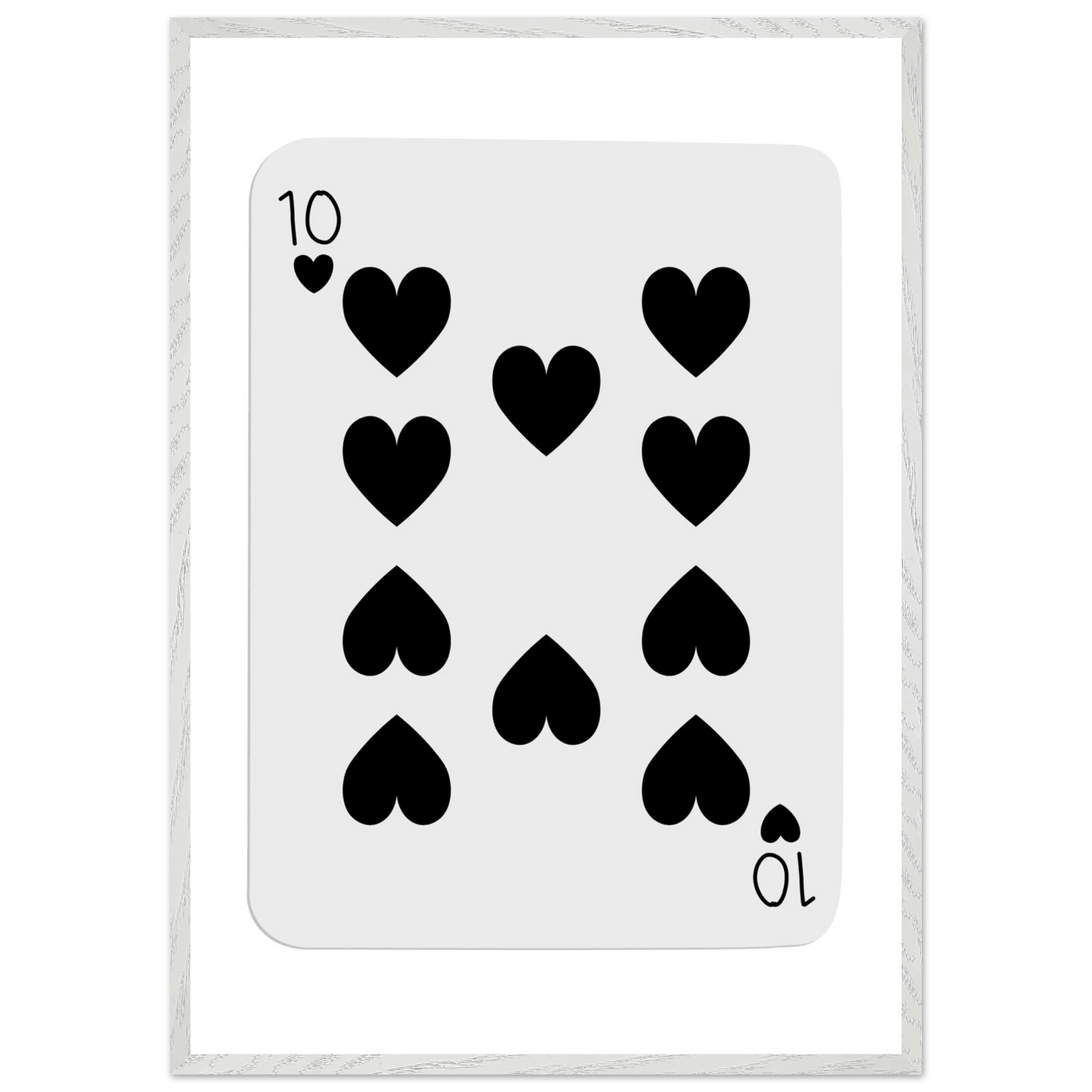 Minimalist Ten of Hearts Poker Card Print - Mounted Framed Eco-Friendly Wall Art for Game Rooms & Modern Decor - Vibrantwalls