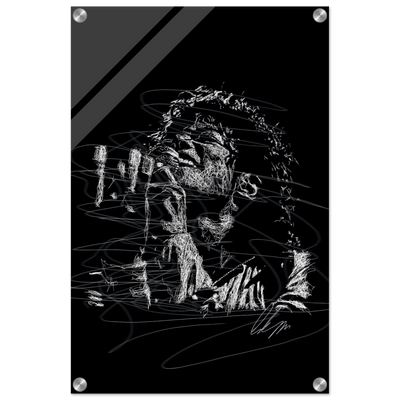 Michael Jackson Acrylic Print - Abstract Black & White Sketch Modern Wall Art in Multiple Sizes - Vibrantwalls