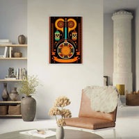 Vibrant Day of the Dead Guitar Cubism Style Abstract Wall Art - Vibrantwalls