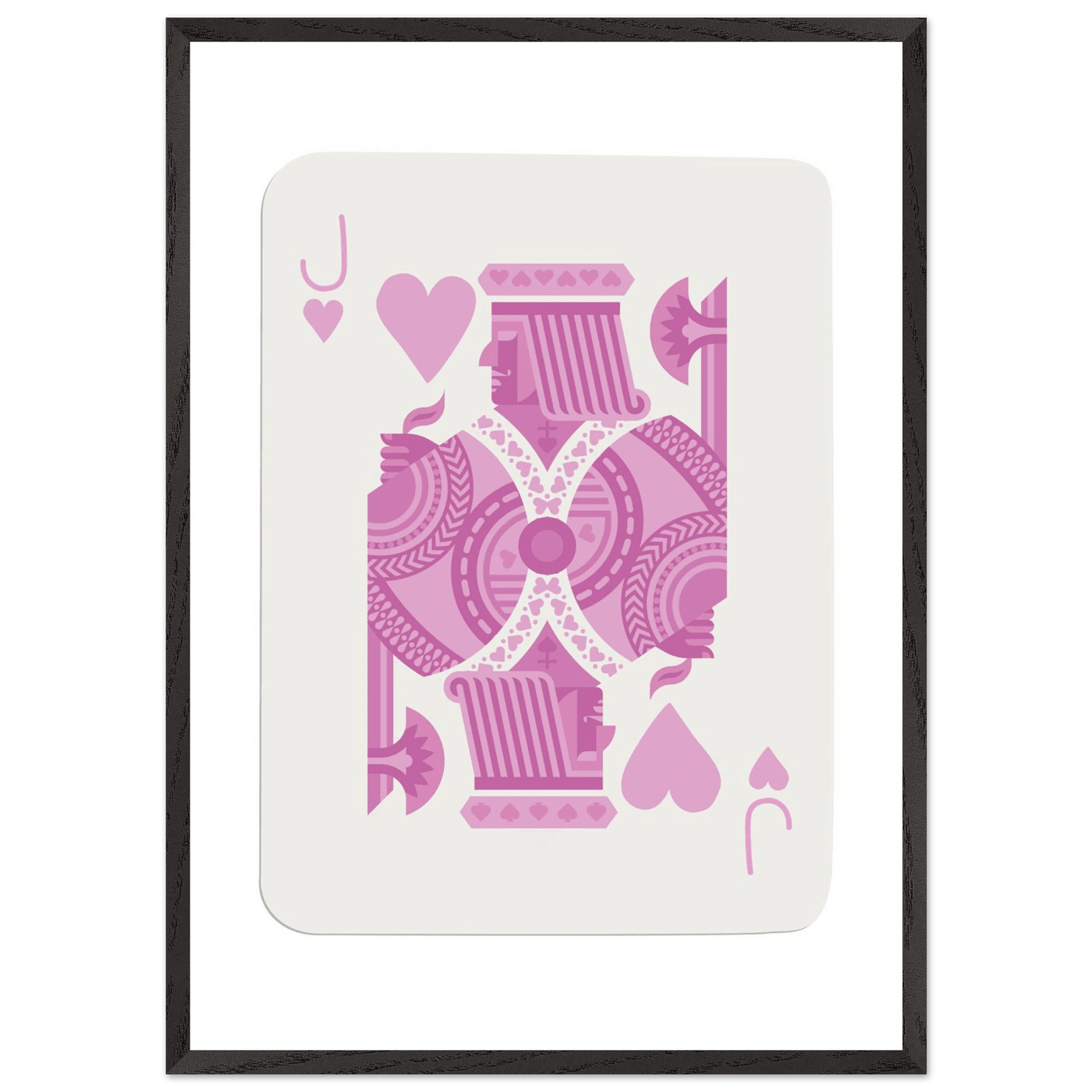 Jack of Hearts Poker Card Print - Eclectic Pink Framed Art - Eco-Friendly Wood Frame, Ready-to-Hang Decor - Vibrantwalls