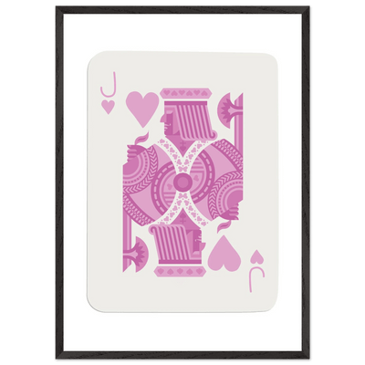 Jack of Hearts Poker Card Print - Eclectic Pink Framed Art - Eco-Friendly Wood Frame, Ready-to-Hang Decor - Vibrantwalls