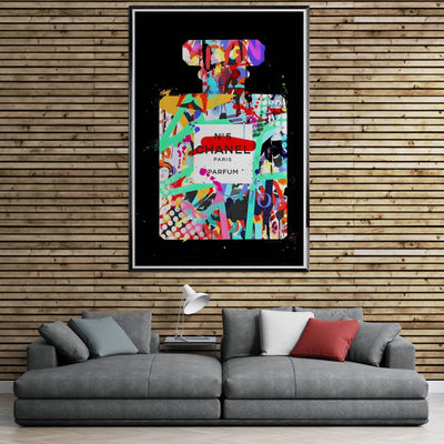 Vibrant Pop Art Chanel No. 5 Perfume Print - Framed & Ready-to-Hang - Vibrantwalls
