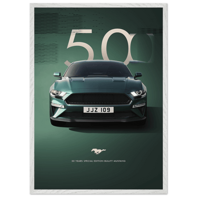1968 Bullitt Mustang GT - 50th Anniversary Framed Poster | Iconic Dark Highland Green, Ready-to-Hang Wall Art - Vibrantwalls