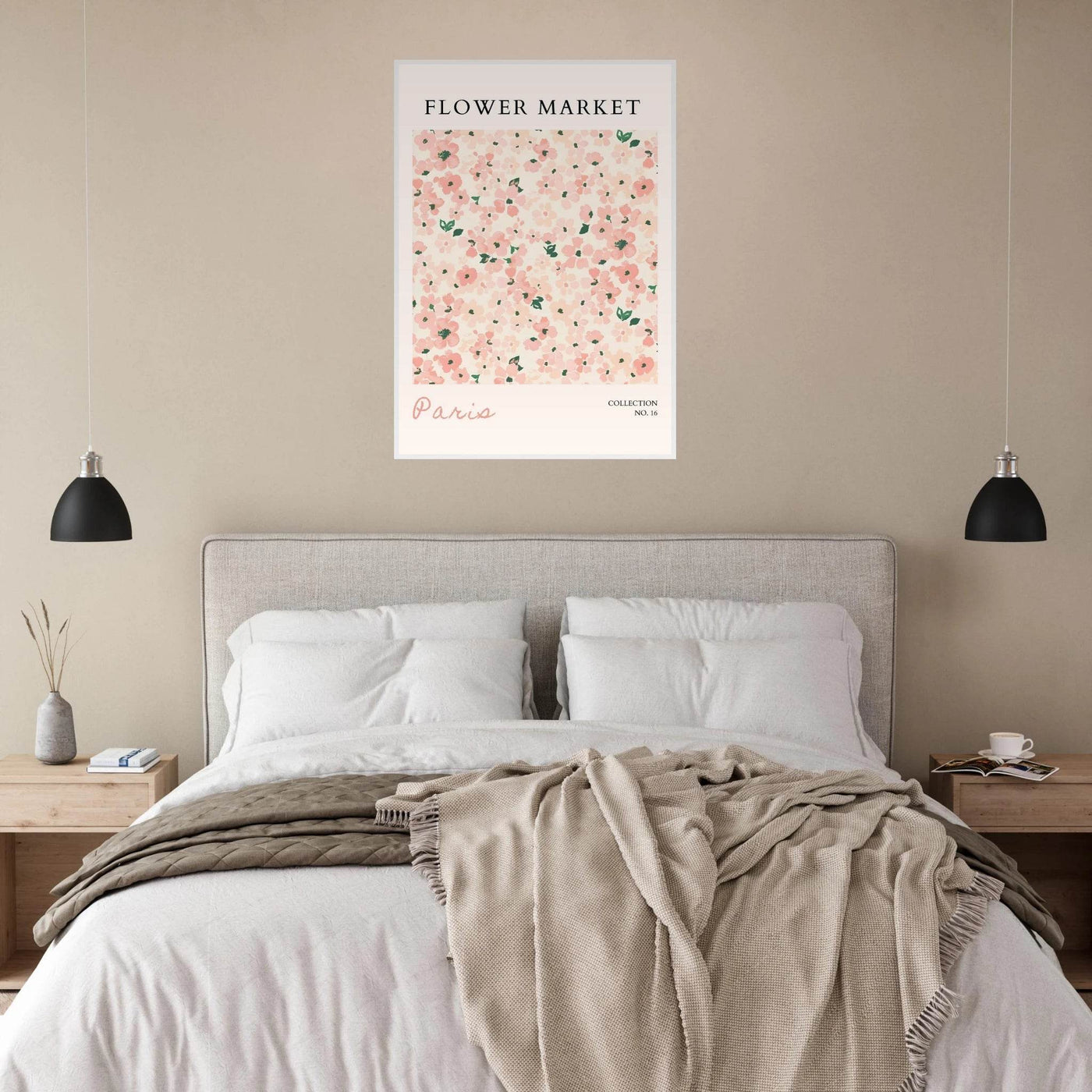 Paris Flower Market Framed Poster – Blush Floral Art Print | Ready-to-Hang Wall Decor in Multiple Sizes & Frame Finishes - Vibrantwalls