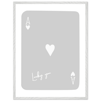 Lucky You Ace of Hearts Poker Card Art Print - Minimalist Framed Poster, Eco-Friendly Wood Frame - Vibrantwalls