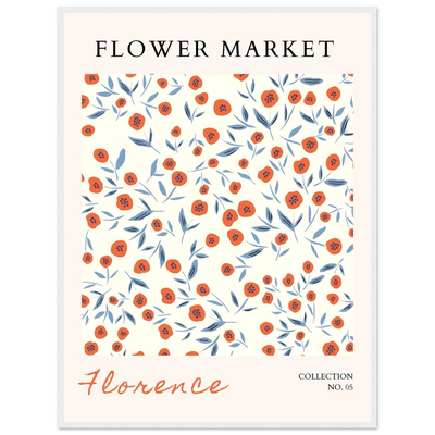 Florence Flower Market Art Print – Vibrant Orange Poppies & Blue Leaves | Framed & Ready-to-Hang Wall Art - Vibrantwalls
