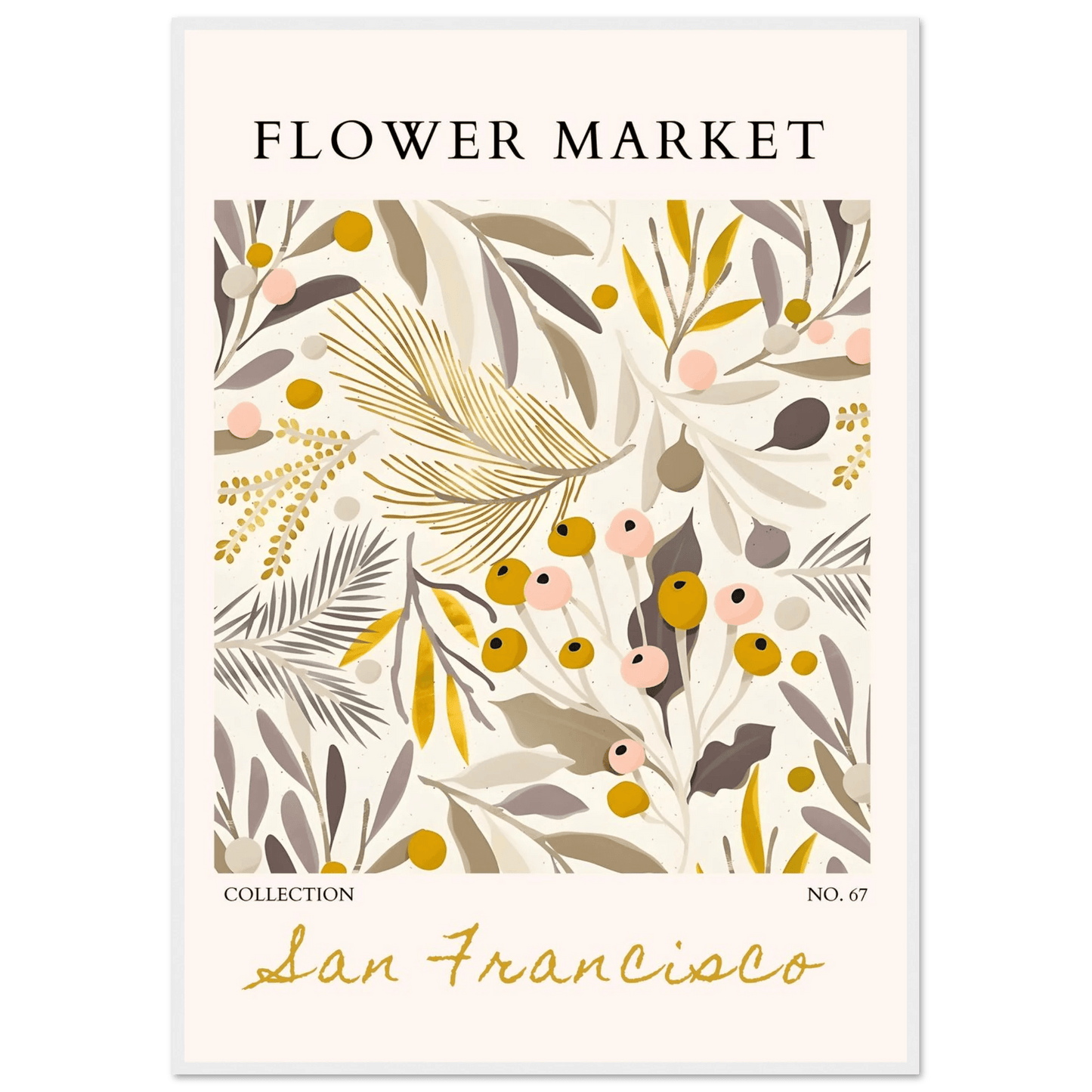 San Francisco Flower Market Botanical Golden Hues Abstract - Wall Art - Vibrantwalls
