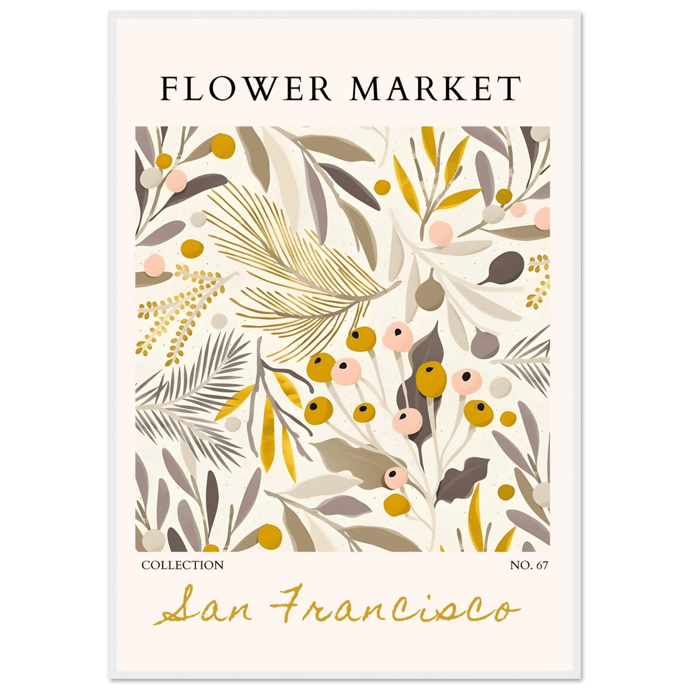 San Francisco Flower Market Collection Framed Poster – Botanical Golden Hues & Abstract Art Prints | Ready-to-Hang - Vibrantwalls