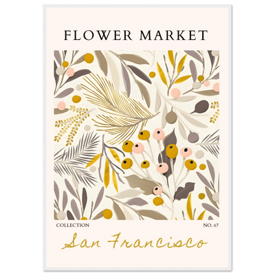 San Francisco Flower Market Collection Framed Poster – Botanical Golden Hues & Abstract Art Prints | Ready-to-Hang - Vibrantwalls