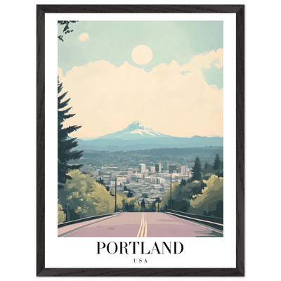 Portland Oregon Framed Poster – Mid-Century Modern Travel Art with Your Choice of Frame - Vibrantwalls