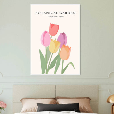 Botanical Garden Tulip Framed Poster – Pastel Bloom Art Print | Ready-to-Hang Floral Decor - Vibrantwalls