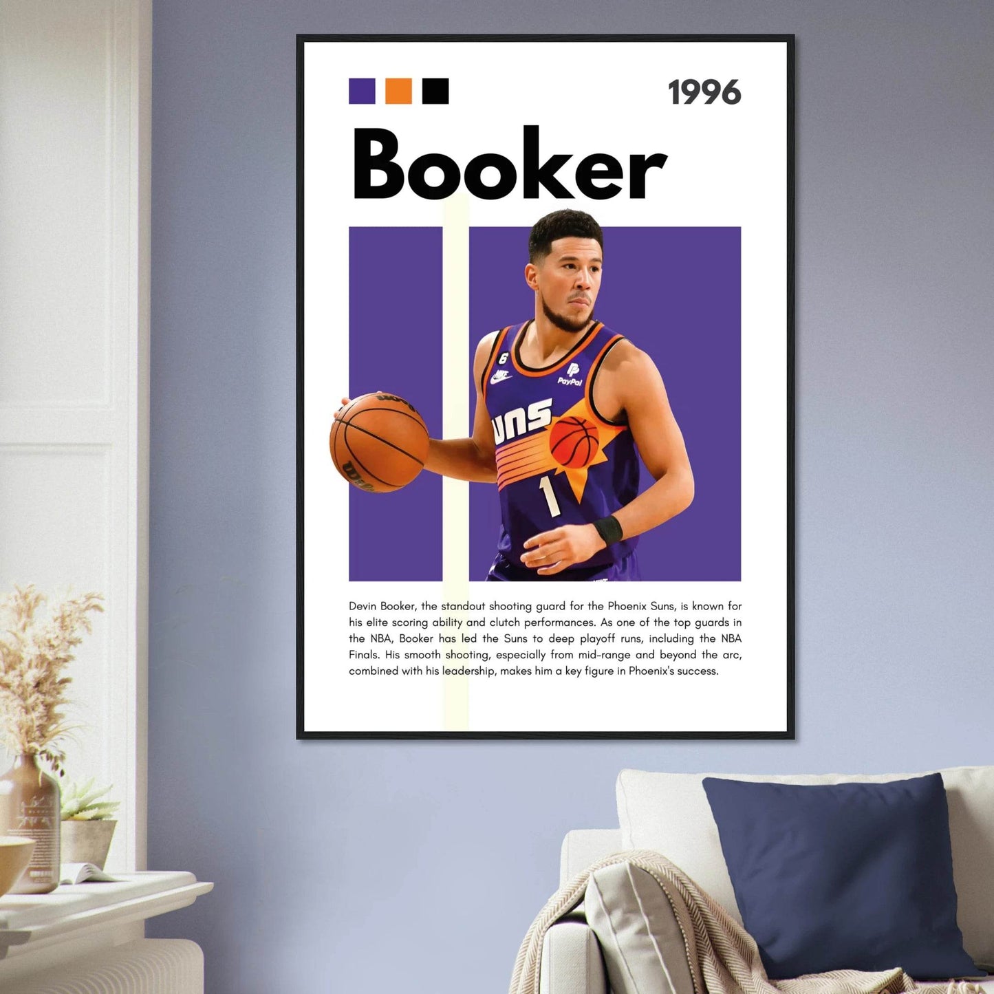 Devin Booker Phoenix Suns NBA Basketball Legends Poster Wall Art - Vibrantwalls