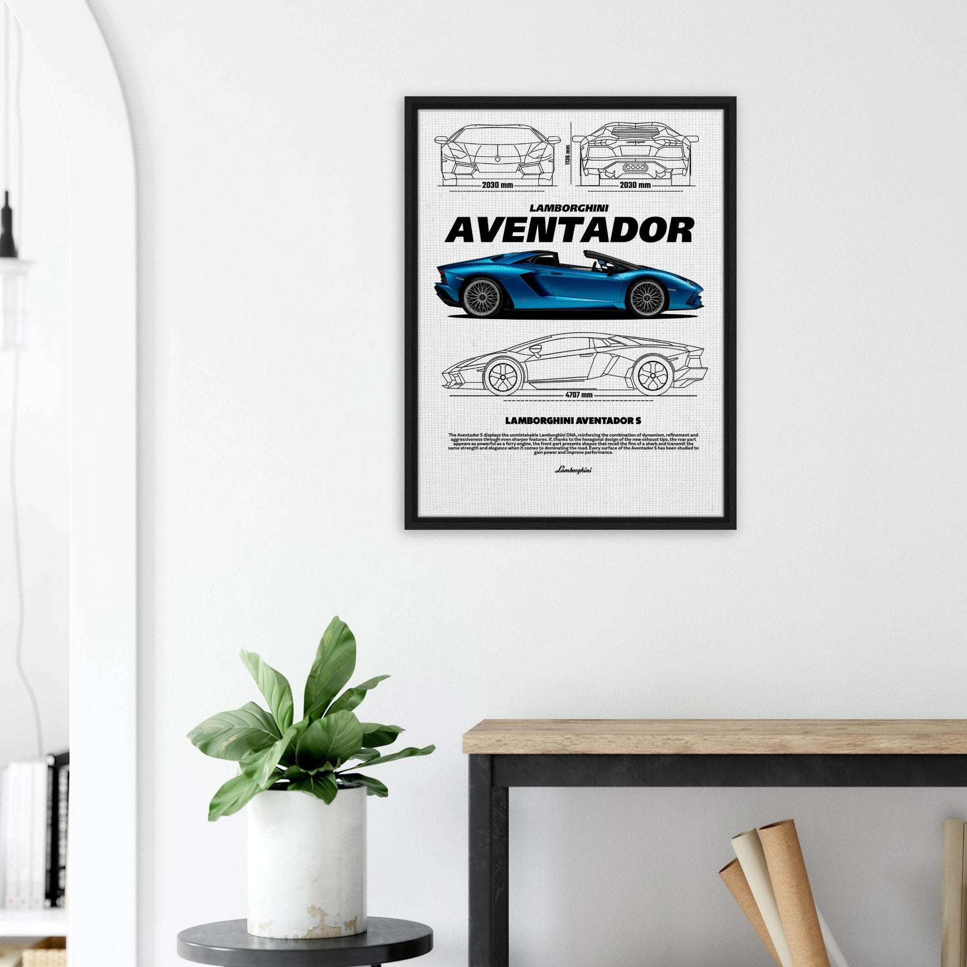 Aventador S Vintage Classic Car Canvas Poster - Wall Art - Vibrantwalls