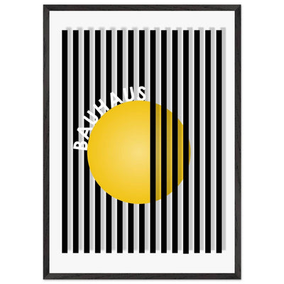 Bauhaus Yellow Circle Wall Art with Modern Stripes - Vibrantwalls