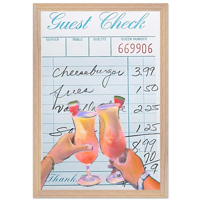 Retro Diner Cocktail "Guest Check" 30x45 cm 12x18″ Wood frame Not assembled Vibrantwalls