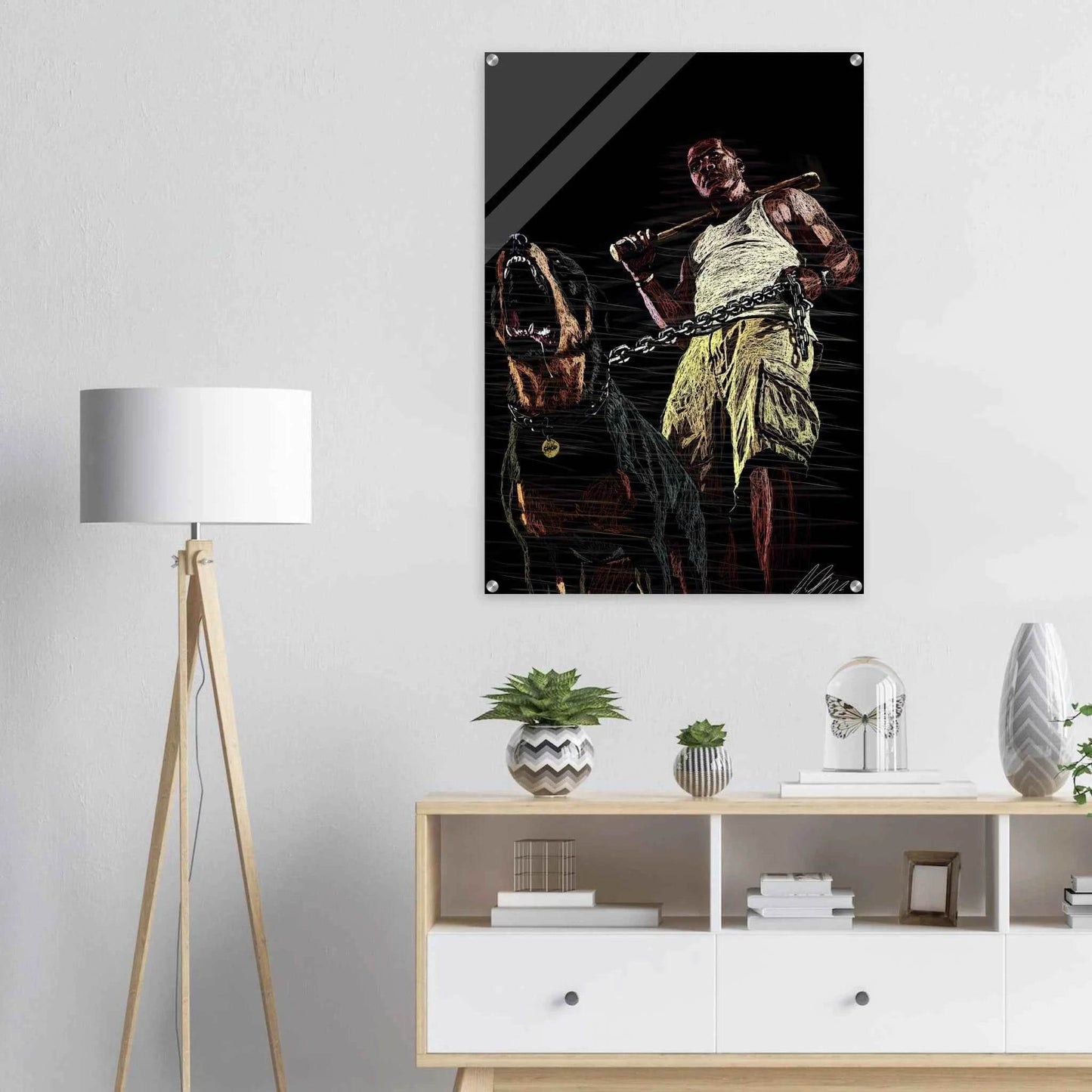 Connor McGregor & Rottweiler Sketch Acrylic Print – Dynamic, Modern, Conversation-Starting Wall Art - Vibrantwalls