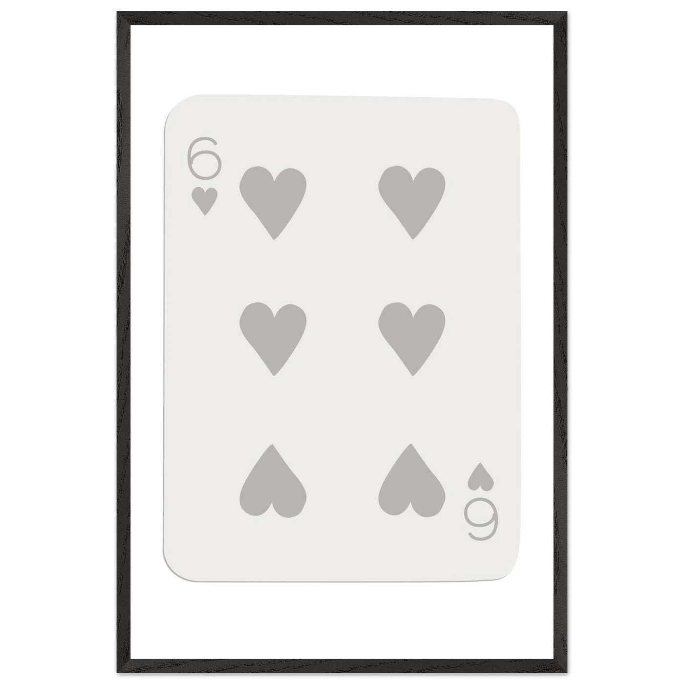 Minimalist Six of Hearts Card Print - Framed Poster Art with Eco-Friendly Wood Frame - Perfect for Modern Decor - Vibrantwalls