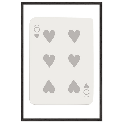 Minimalist Six of Hearts Card Print - Framed Poster Art with Eco-Friendly Wood Frame - Perfect for Modern Decor - Vibrantwalls