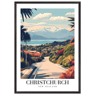 Christchurch New Zealand Framed Poster – Vintage Travel Wall Art with Wooden Frame - Vibrantwalls
