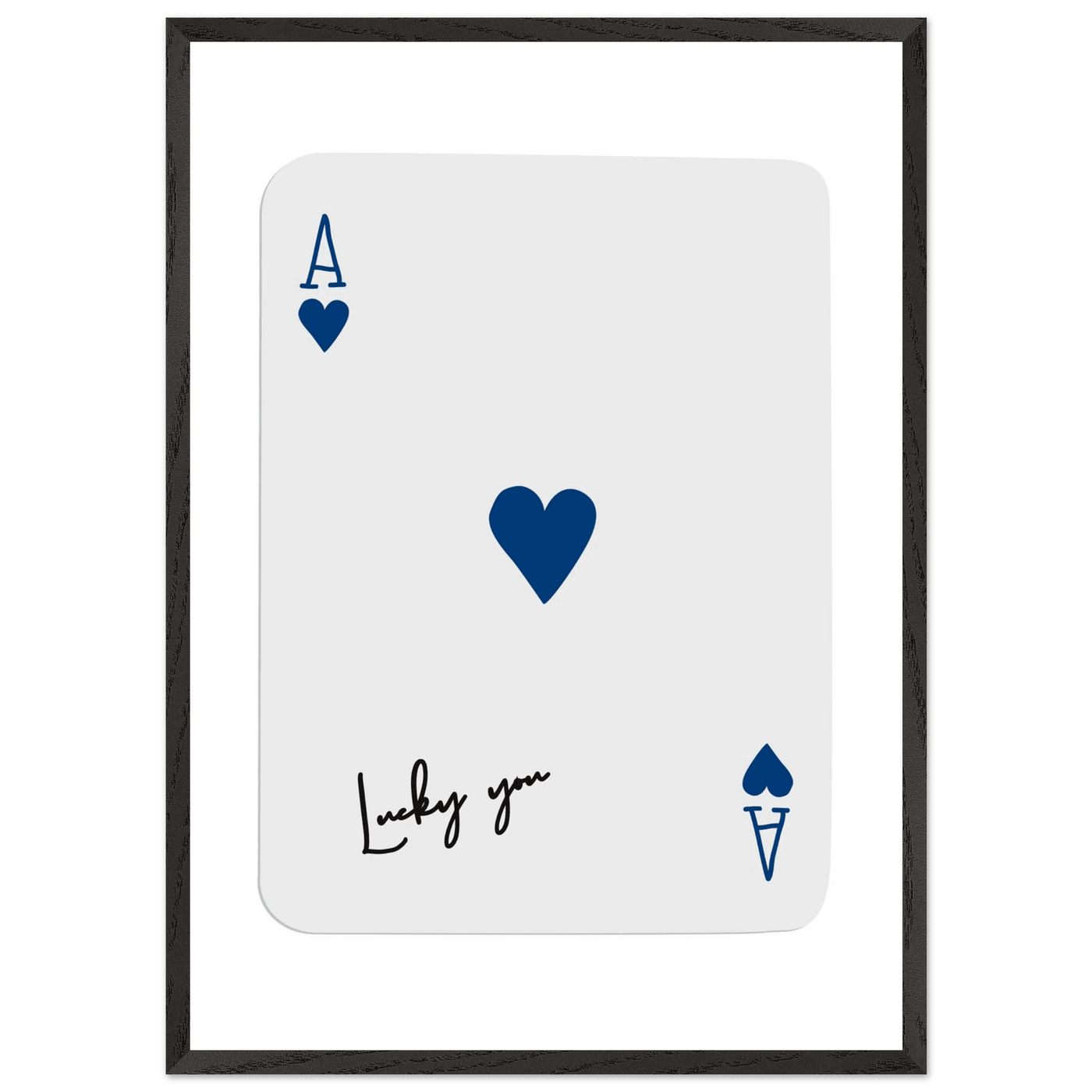 Lucky You Ace of Hearts - Framed Poker Card Art, Minimalist Eclectic Decor, Eco-Friendly Wood Frame - Vibrantwalls