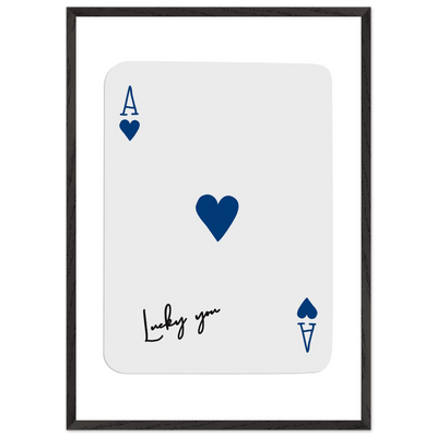 Lucky You Ace of Hearts - Framed Poker Card Art, Minimalist Eclectic Decor, Eco-Friendly Wood Frame - Vibrantwalls