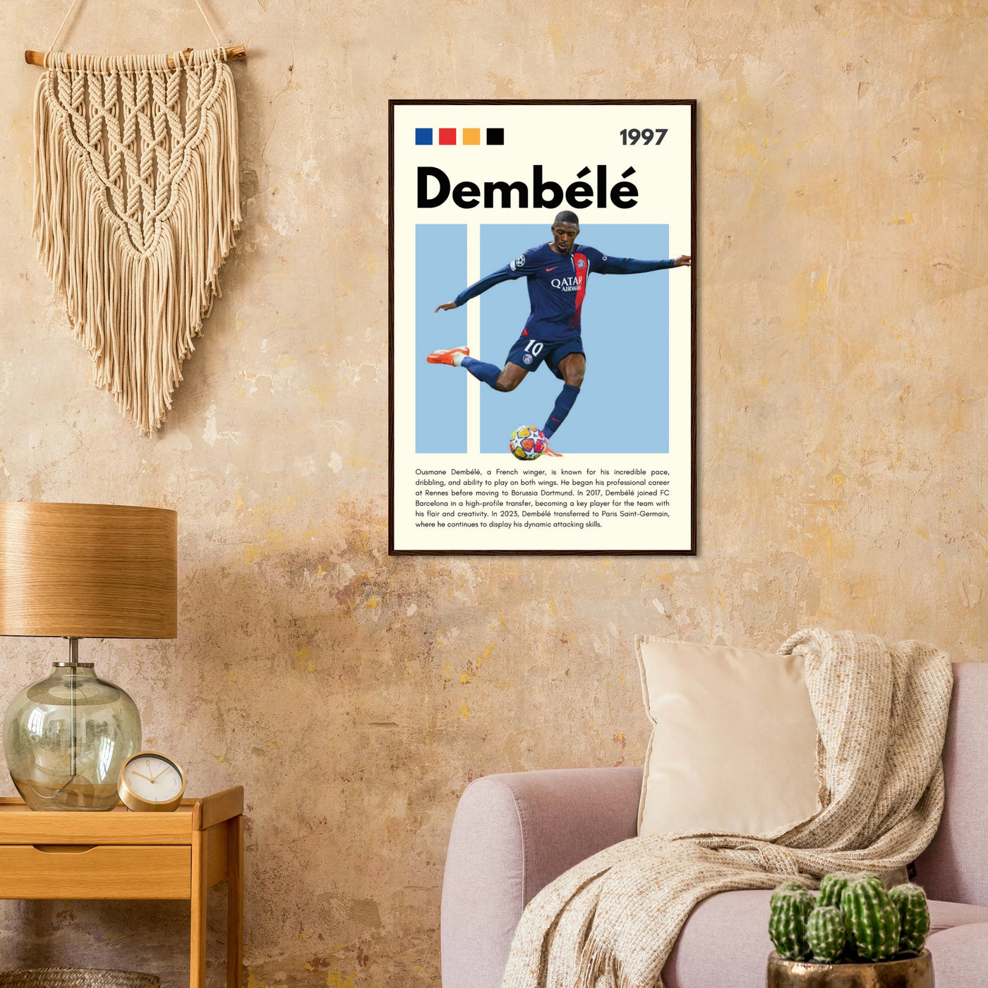 Ousmane Dembélé PSG Soccer Framed Poster – Dynamic Football Art Print in Multiple Sizes & Frame Styles Vibrantwalls