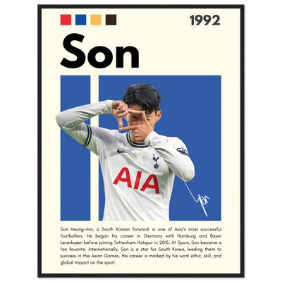 Son Heung-min Tottenham Hotspur Framed Football Poster 60x80 cm 24x32″ Black frame Vibrantwalls