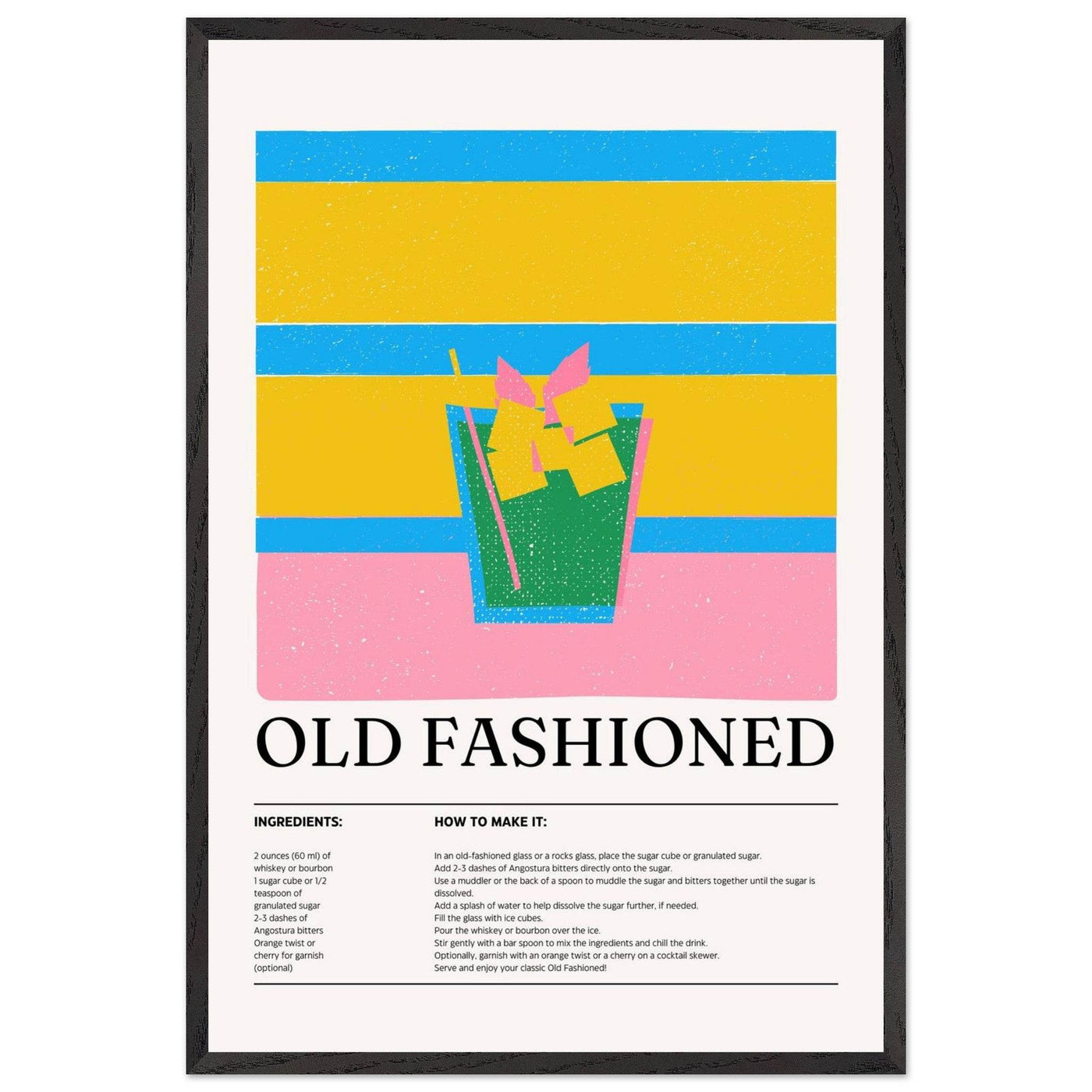 Old Fashioned Cocktail Recipe Art Print - Vibrantwalls