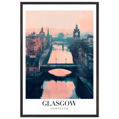 Glasgow Scotland Framed Poster – Atmospheric Cityscape Wall Art with Customizable Wooden Frame - Vibrantwalls