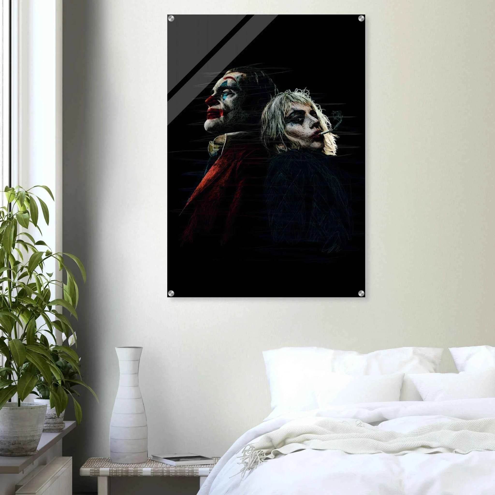 Joker & Harley Quinn Inspired Acrylic Print – Dark, Edgy, Modern Pop Art for Your Space - Vibrantwalls