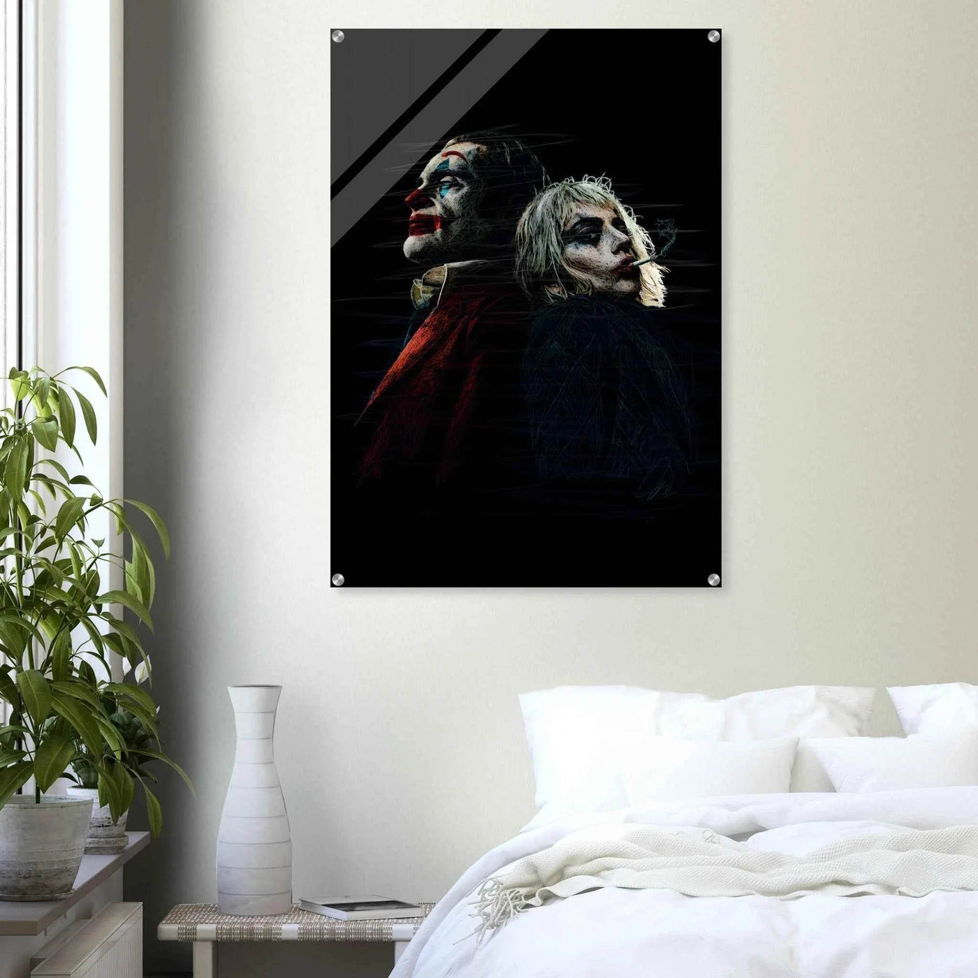 Joker & Harley Quinn Inspired Acrylic Print – Dark, Edgy, Modern Pop Art for Your Space - Vibrantwalls