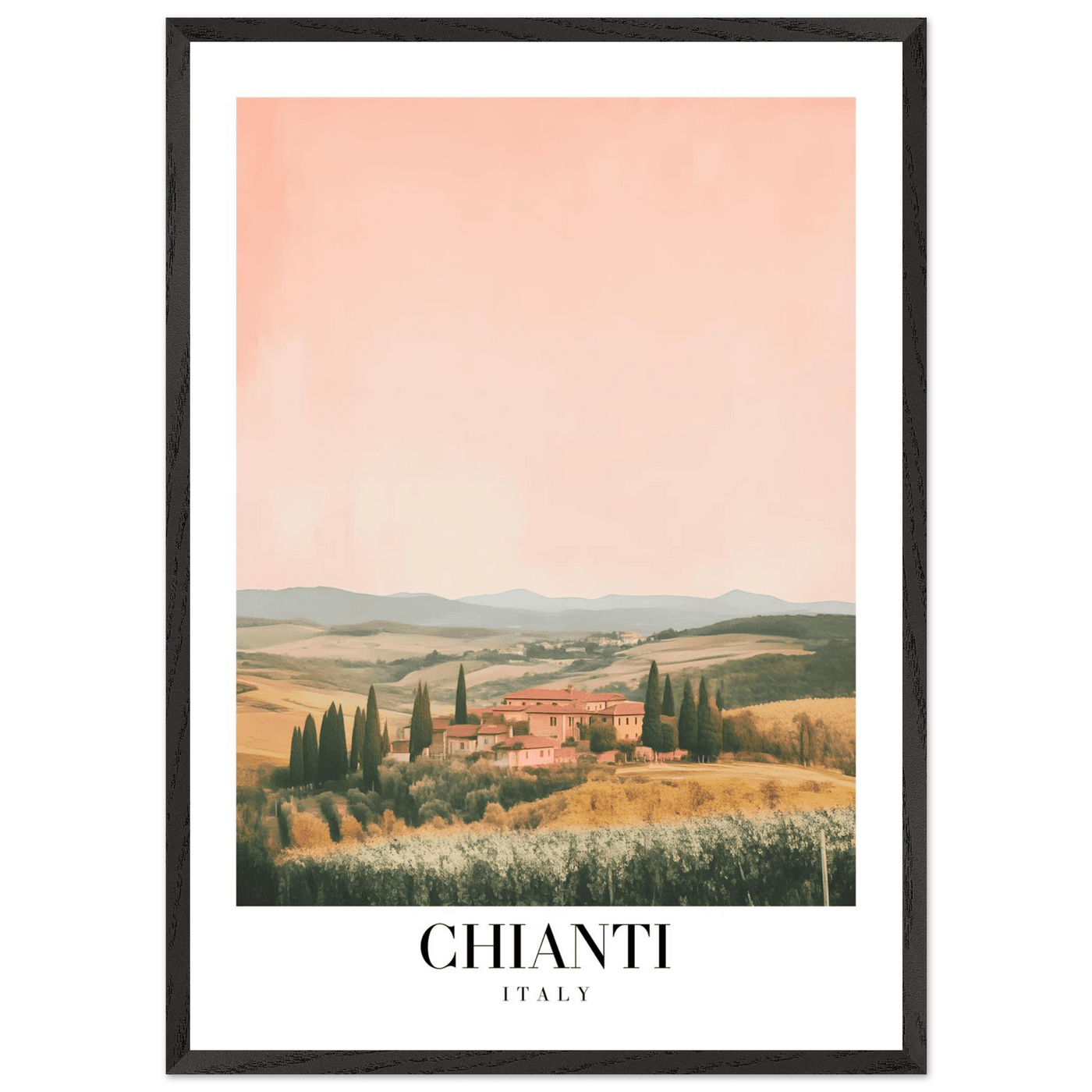 Chianti, Italy Framed Poster – Vintage Tuscan Countryside Wall Art with Customizable Wooden Frame - Vibrantwalls