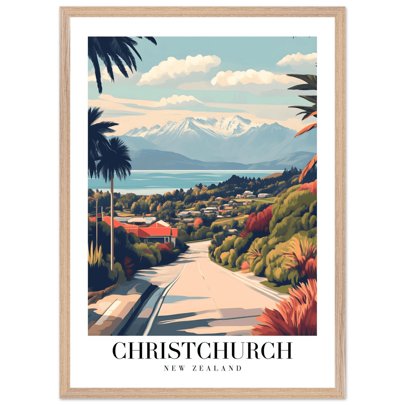 Christchurch New Zealand Framed Poster – Vintage Travel Wall Art with Wooden Frame - Vibrantwalls