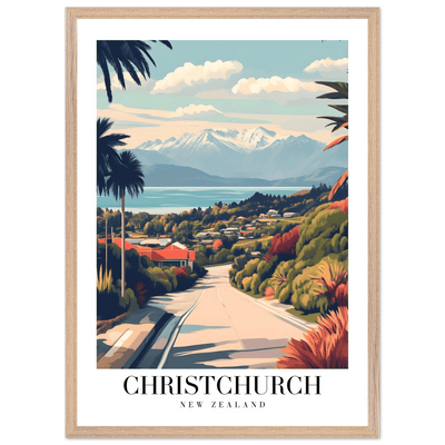 Christchurch New Zealand Framed Poster – Vintage Travel Wall Art with Wooden Frame - Vibrantwalls